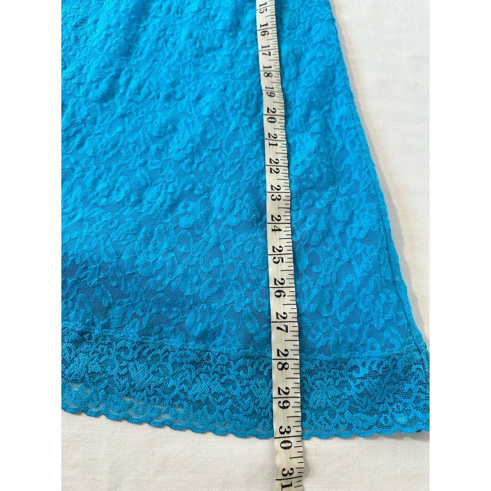 Victoria Secret Mesh Lace Chemise Slip Dress Blue Aqua‎ Size Medium Sheer Empire - Picture 7 of 9